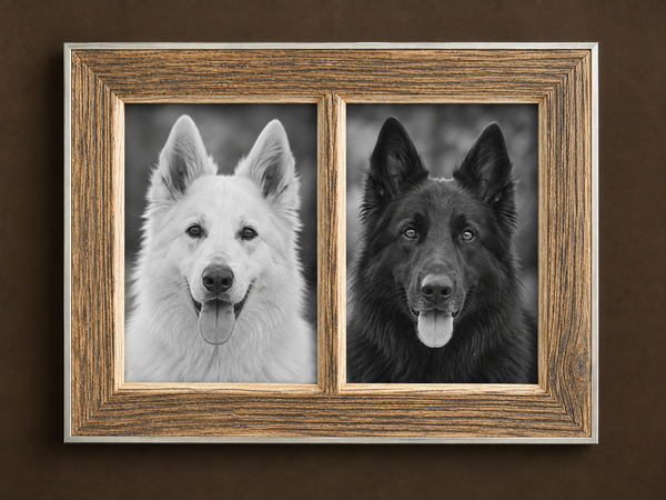 Cadre photo diptyque en vieux bois de bardage et aluminium, fait main, Atelier Olivier Lerat