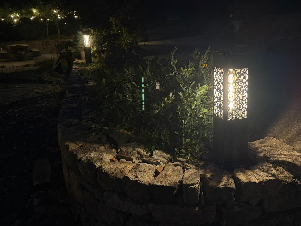 Lampe extérieure carrée — métal découpé — vue 8