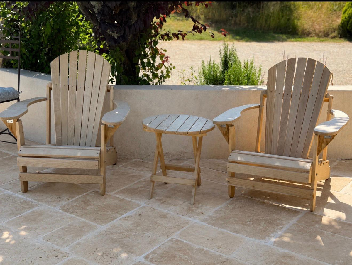 Fauteuil de jardin en bois massif, châtaignier ou chêne, fait main, Atelier Olivier Lerat
