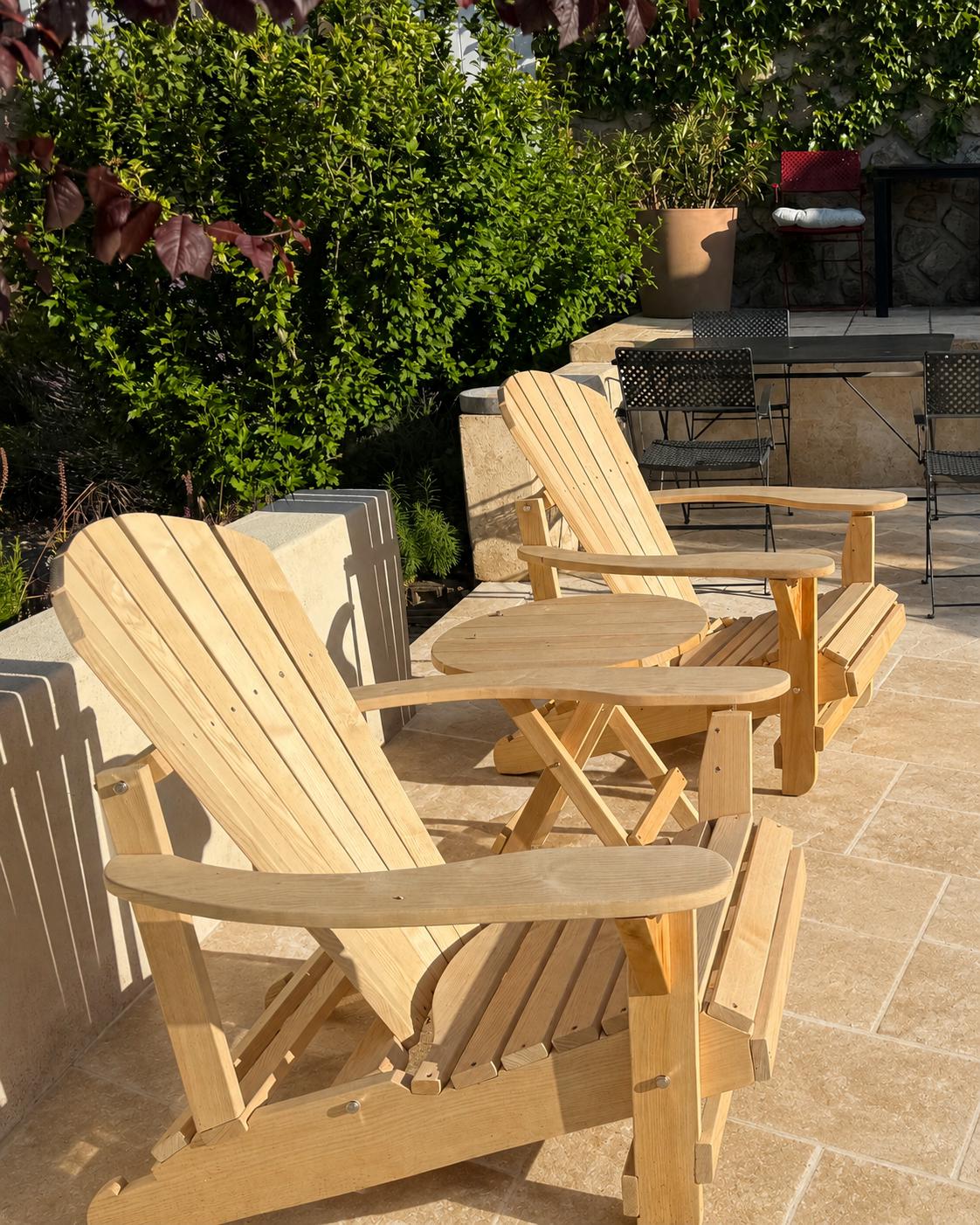 Fauteuil de jardin en bois massif, fait main à Préaux, Atelier Olivier Lerat — vue 2