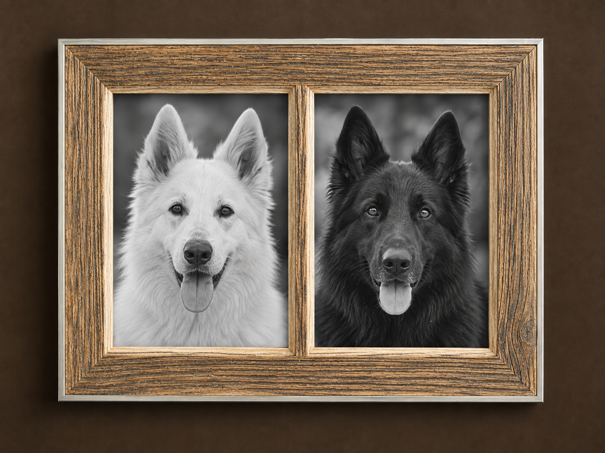 Cadre photo diptyque en vieux bois de bardage et aluminium, fait main, Atelier Olivier Lerat