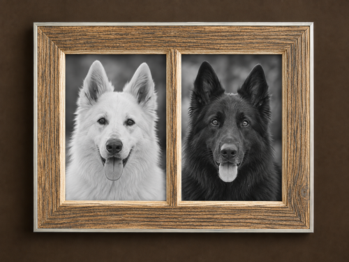Cadre photo diptyque en vieux bois de bardage et aluminium, fait main, Atelier Olivier Lerat