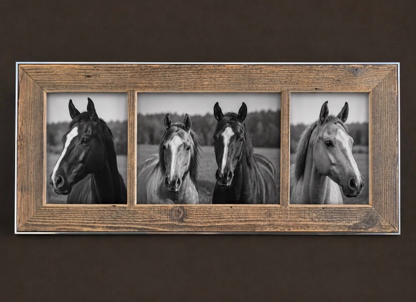 Cadre photo triple en vieux bois de bardage, fait main, Atelier Olivier LeRat