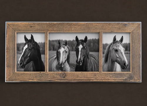 Cadre photo triple en vieux bois de bardage, fait main, Atelier Olivier LeRat
