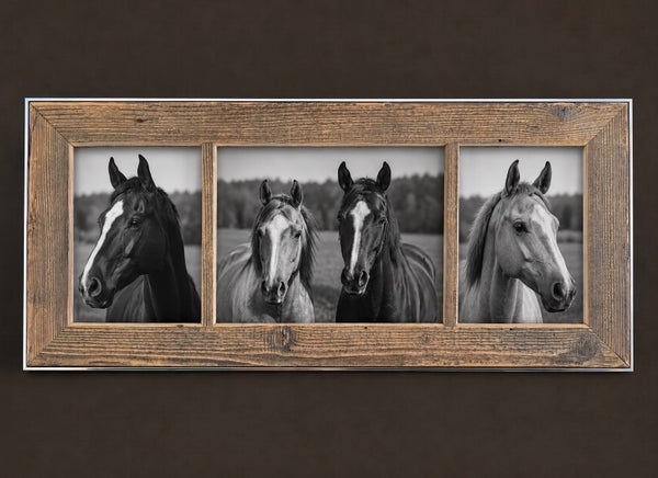 Cadre photo triple en vieux bois de bardage, fait main, Atelier Olivier LeRat