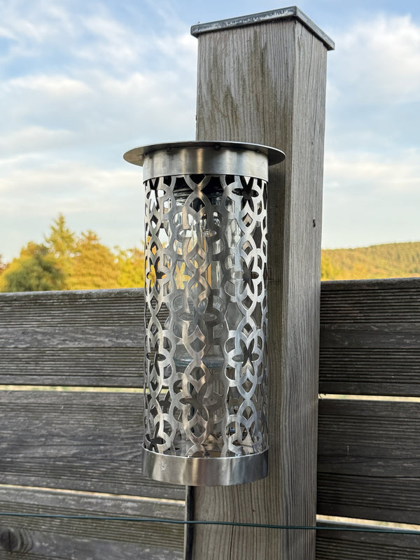 Lampe extérieure ronde — métal découpé — vue 1