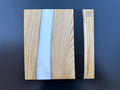 Plateau de service artisanal en bois et résine blanche et noire, forme carrée, référence S2 – vue 2